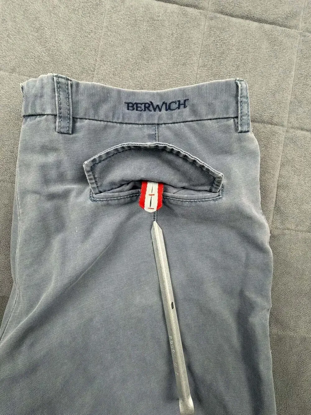 Berwich Faded Blue Cotton Tapered Casual Trousers